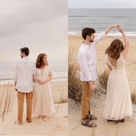 Ivory Cream Swiss Dot Ruffled Tulle Midi Dress 🌿 - Picture 8 of 15